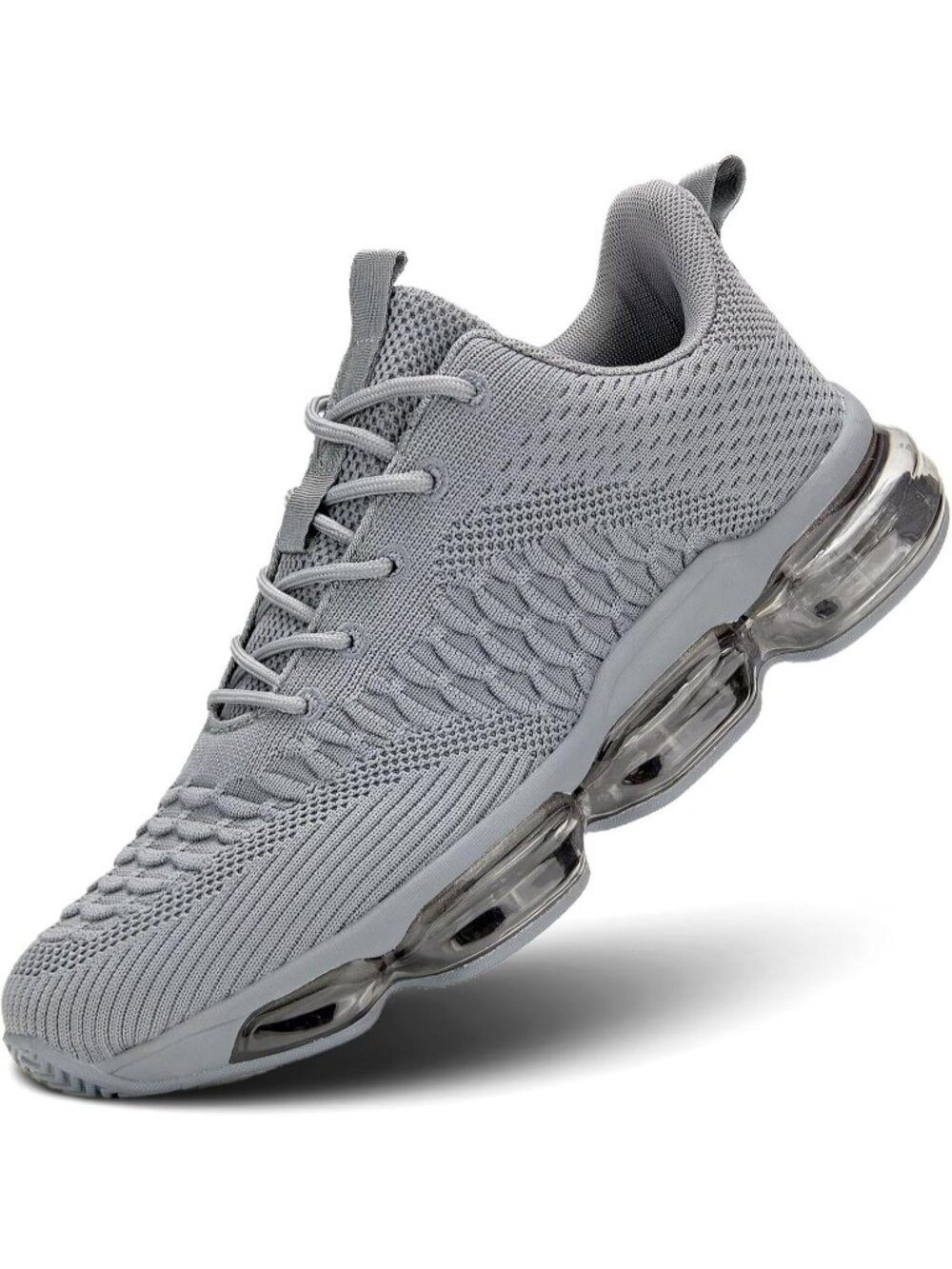 Men's Grey Round Toe Comfortable Air Cushion Breathable Tennis Sneakers